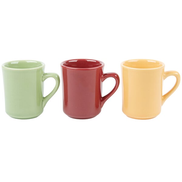 8 oz. Assorted  Colors  China Tiara Mug - 36/Case
