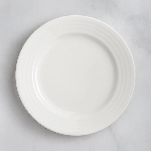 6 11/16" White Embossed Wide Rim Porcelain Plate – 24/Case