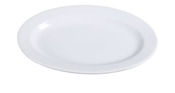 13 1/4" Duralite Rolled Edge Oval Platter - 12/Case