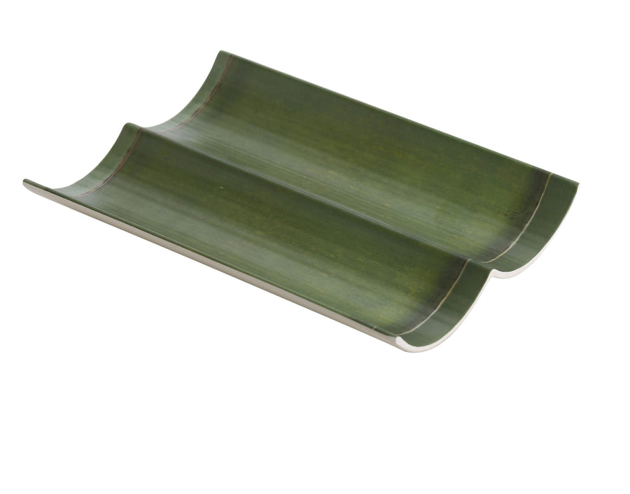 Yanco BA-3109 Bamboo Style, 8 1/2" X 5" DIVIDED PLATE, Green, Break-Resistant, Bamboo Design, 48/Case