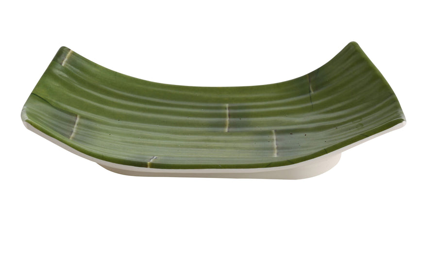 Yanco BA-3112 Bamboo Style, 11 1/2" X 4 3/4" DEEP PLATE, Green, Break-Resistant, Bamboo Design, 24/Case