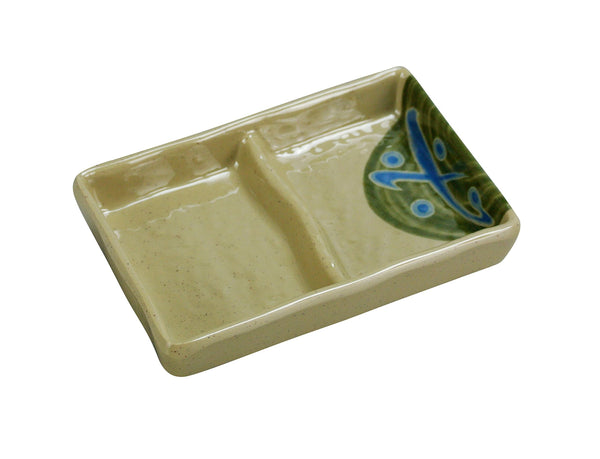Yanco JP-4031 Japanese Condiment Server 5" x 3 1/2" Double Divided Sauce Dish, 2.5 oz Each – 48/Case