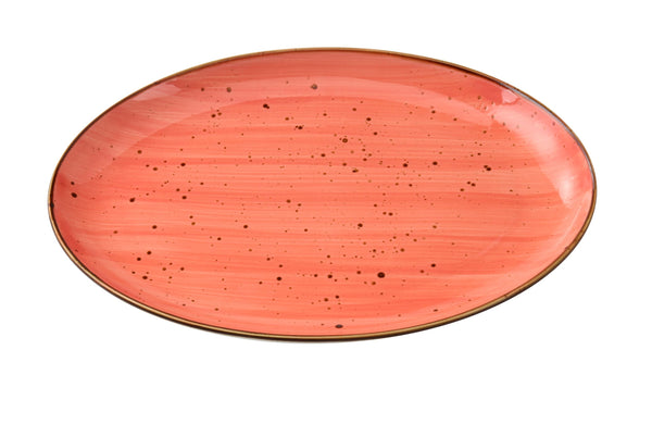 Yanco LY-2110CR Lyon-Coral Dinner Plate 10 x 7" x 1" Coupe Platter Coral – 24/Case