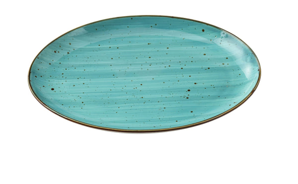 Yanco LY-2114TQ Lyon-Turquoise Dinner Plate 14" x 10" x 1 1/4" Coupe Platter Turquoise – 12/Case