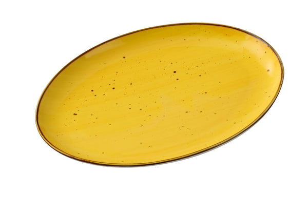 Yanco LY-2114YL Lyon-Yellow Dinner Plate 14" x 10" x 1 1/4" Coupe Platter Yellow – 12/Case