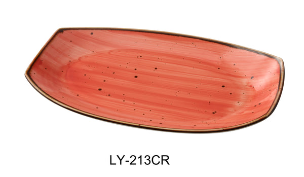 Yanco LY-213CR Lyon-Coral Dinner Plate 13" x 7 3/8" x 1 1/2" Rectangular Plate Coral – 12/Case