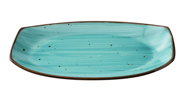 Yanco LY-213TQ Lyon-Turquoise Dinner Plate 13" x 7 3/8" x 1 1/2" Rectangular Plate Turquoise – 12/Case
