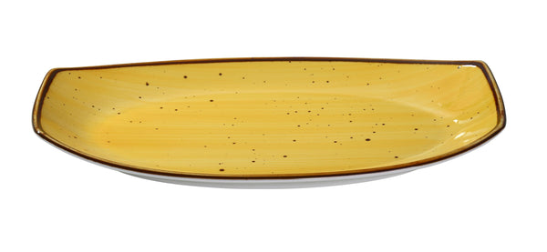Yanco LY-213YL Lyon-Yellow Dinner Plate 13" x 7 3/8" x 1 1/2" Rectangular Plate Yellow – 12/Case