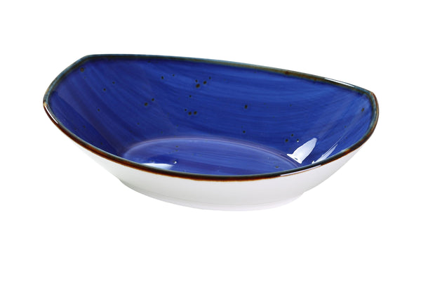 Yanco LY-407BU Lyon-Blue Pasta Bowl 7" x 4 3/4" x 1 3/4" Oval Bowl 10 oz Blue – 24/Case