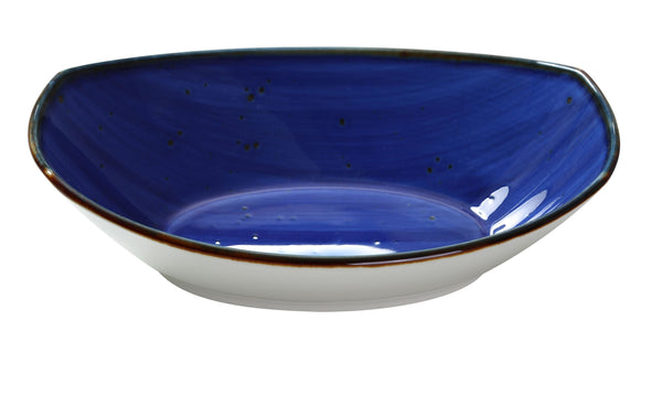 Yanco LY-409BU Lyon-Blue Salad Bowl 9" x 6 1/4" x 2 3/8" Oval Bowl 20 oz Blue – 12/Case