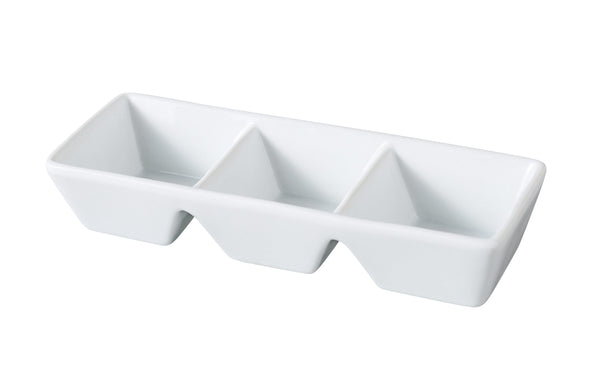 Yanco ML-737 Main Land Condiment Server 7" x 2 1/2" x 1 1/4" Three Divided Tray 1.5 oz Each – 24/Case
