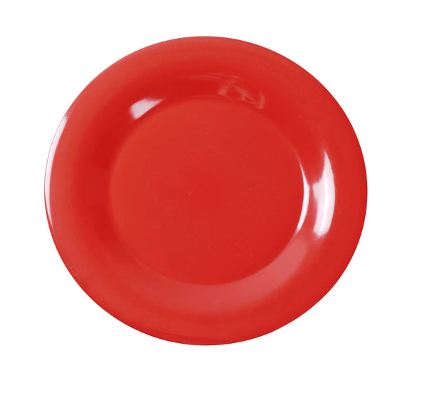 Yanco MS-010RD Milestone Dinner Plate 10 1/2" Wide Rim Round Plate Orange Red – 24/Case