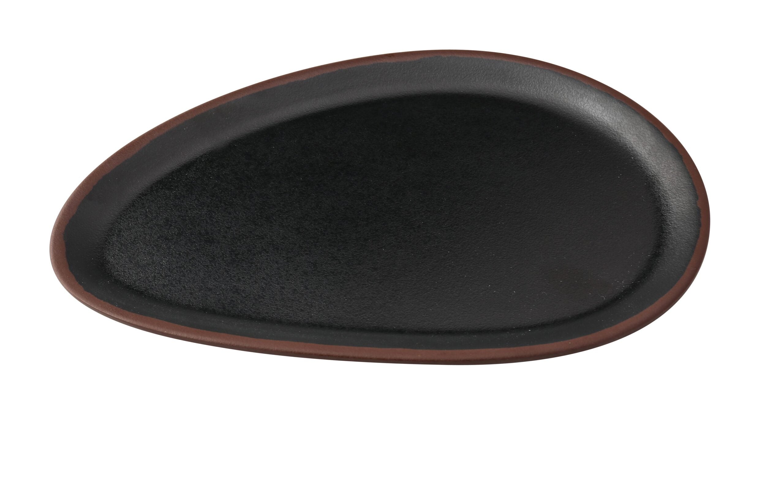 Yanco NA-212BK Nature Art, 11 3/4" X 7 3/4" X 1/2" OVAL PLATE, Black and Brown, Break-Resistant, 24/Case