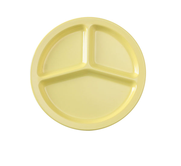 Yanco NS-702Y Nessico Compartment 10" 3-Compartment Plate Yellow – 24/Case