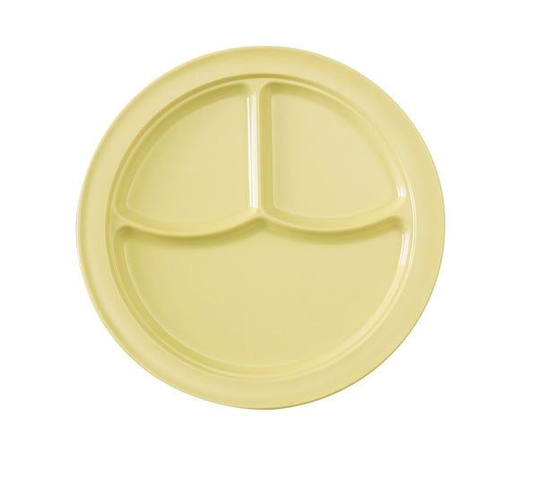 Yanco NS-703Y Nessico Compartment 10 1/8", 3-Compartment Plate Yellow – 24/Case