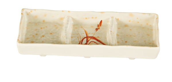 Yanco OR-4030 Orchis Condiment Server 7 1/2" x 3" Triple Sauce Dish Gold Orchis 2.5 oz Each – 48/Case