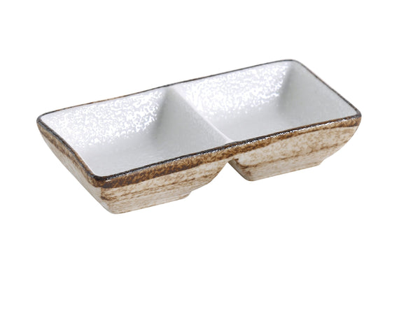 Yanco RO-4031 Rockeye Condiment Server Double Divided Sauce Dish – 36/Case