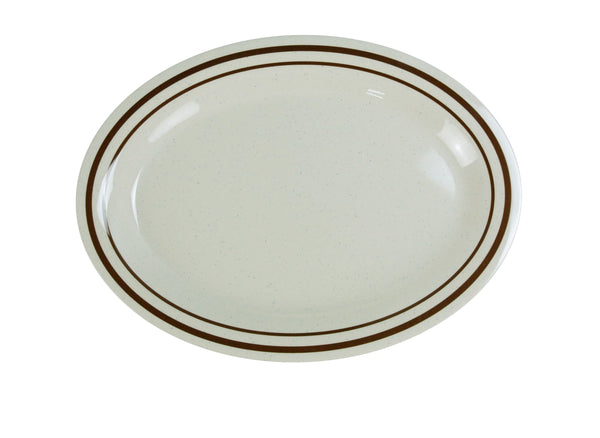Yanco SS-222 Sesame Dinner Plate 12" x 9" Oval Platter 1 1/4" Deep – 12/Case