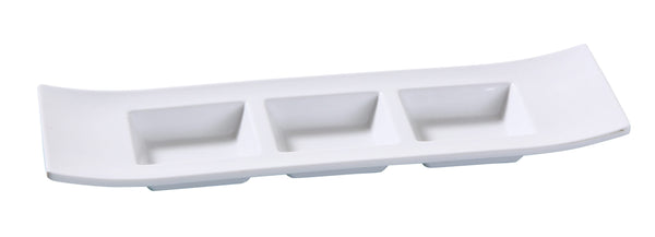 Yanco VE-012 Venice Condiment Server 11 1/2" x 3 1/2" Triple Divided Dish 1.5 oz Each – 48/Case