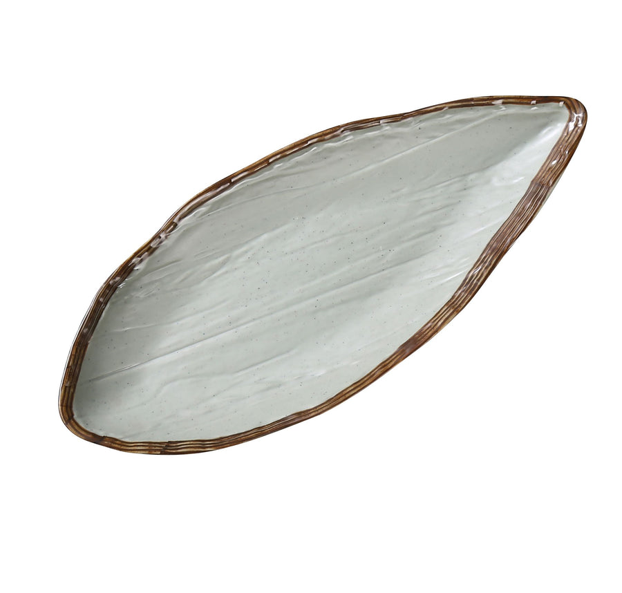 Yanco YO-2114 Yoto, 14 1/2" X 6"X 1 3/4" OVAL DISPLAY PLATE WITH FOOT, Green, Break-Resistant, Matte Finish, 12/Case