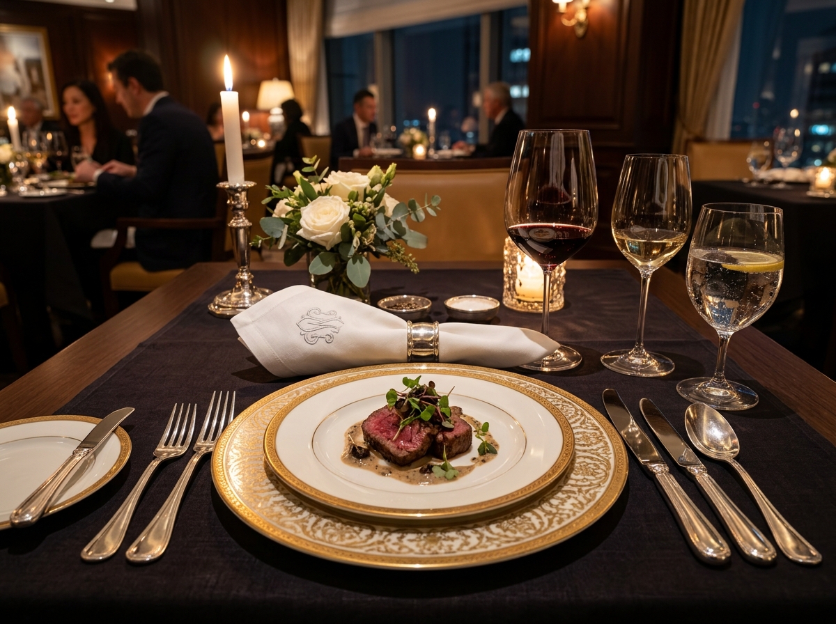 Presentation-ready restaurant tabletop products and fine dining settings